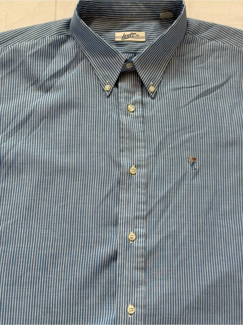 Vintage Levi's Light Blue Striped Button-Down Shirt Size XL